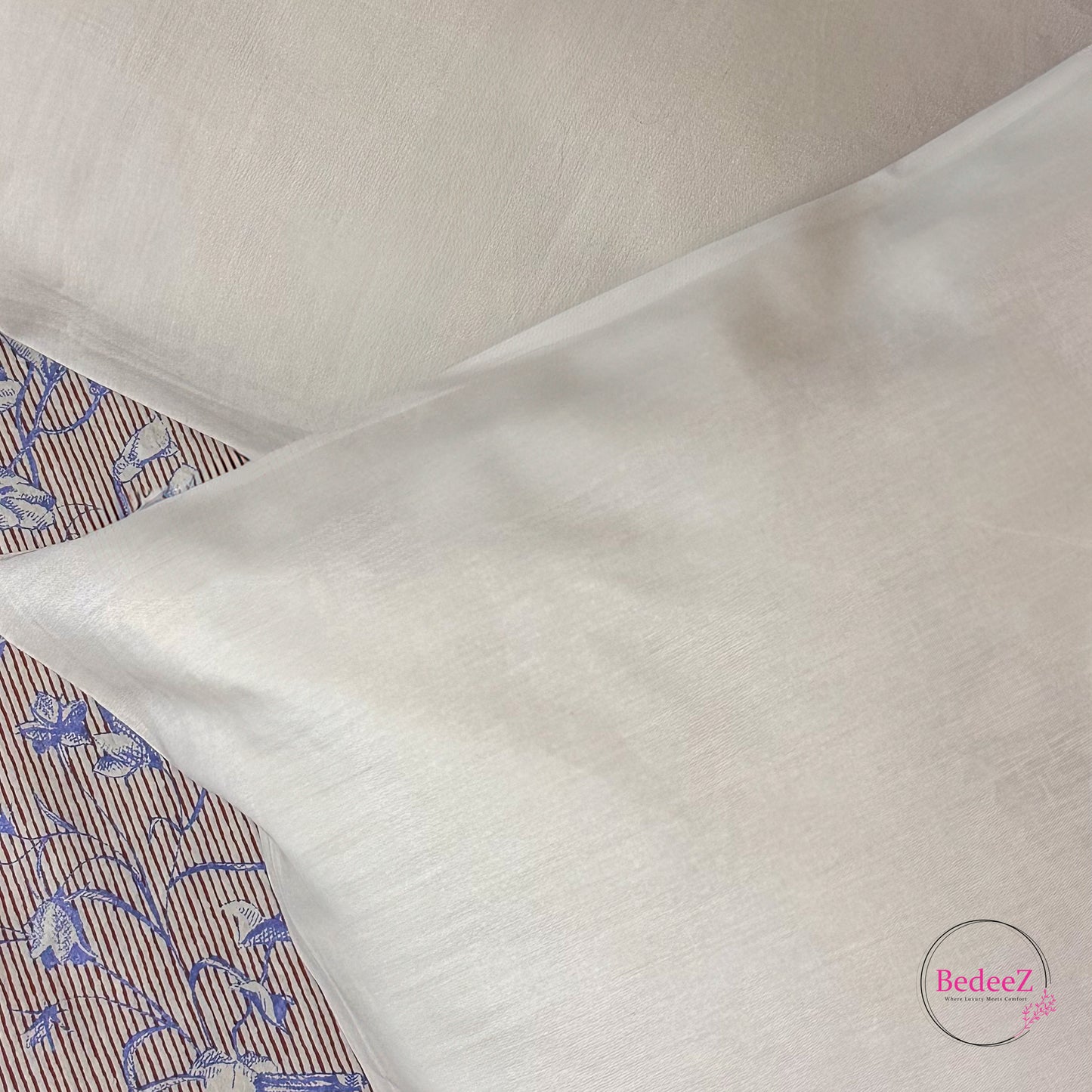 Soft Beige Blossom Double Bedsheet