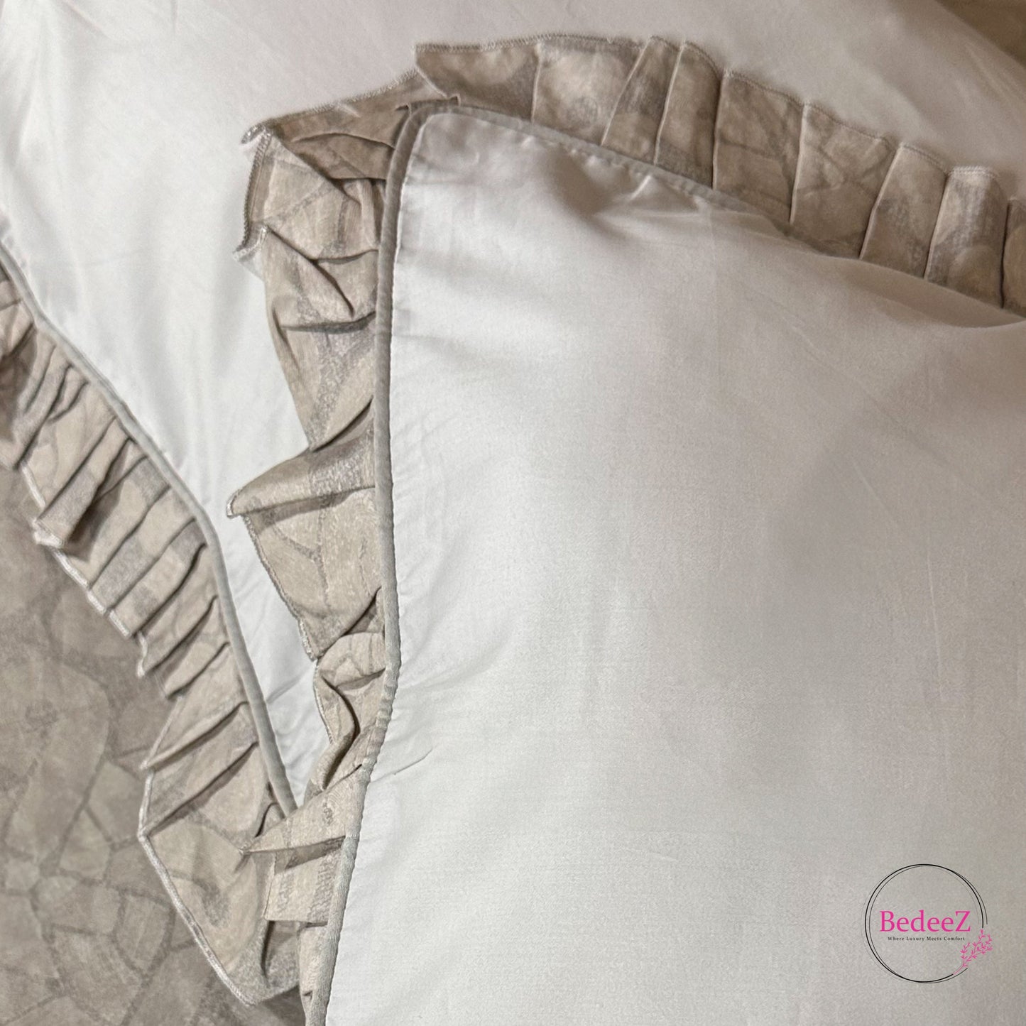 Elegance Taupe Frill Double Bedsheet Set (4)