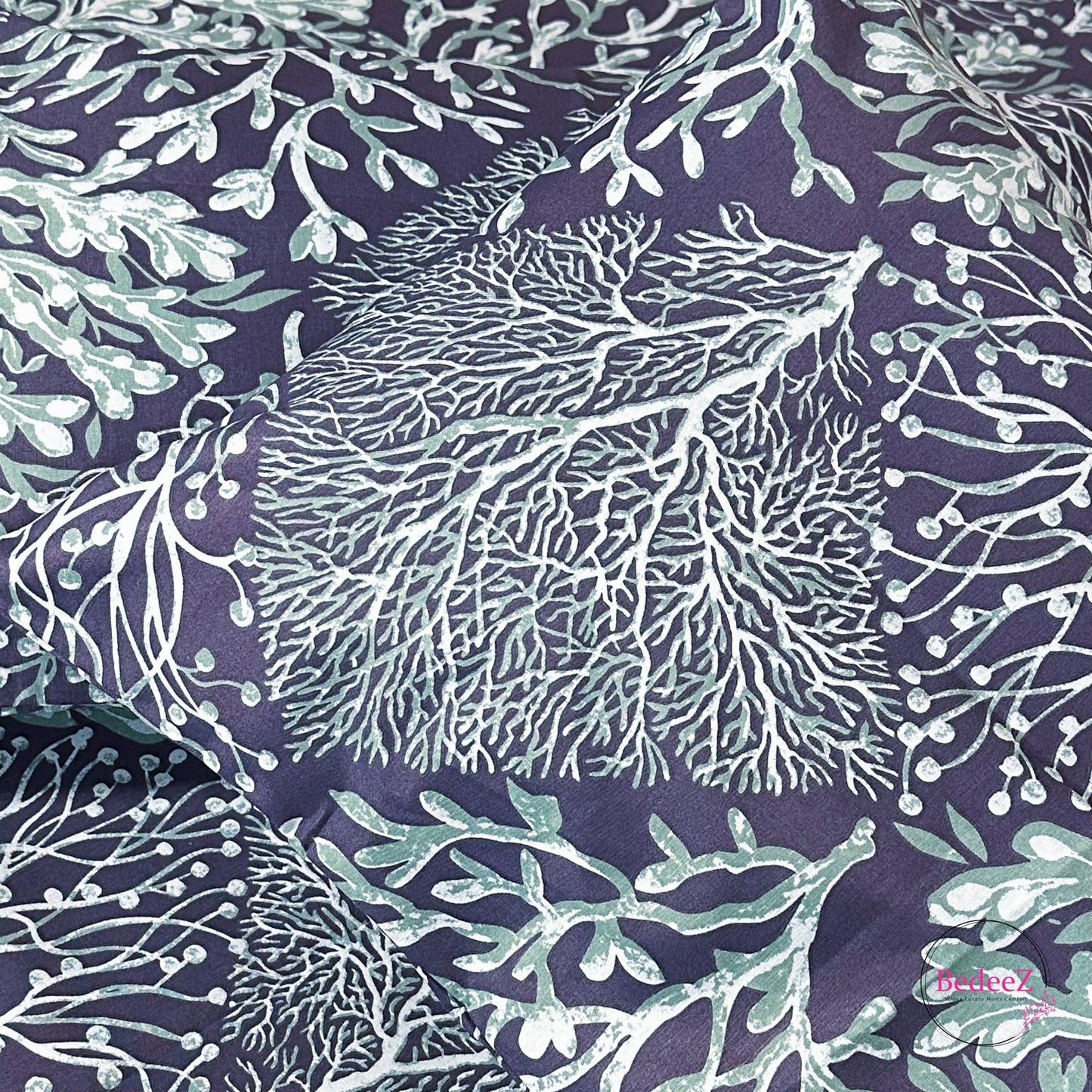 Oceanic Blue Coral Reef Double Bed Bedsheet Set (4)