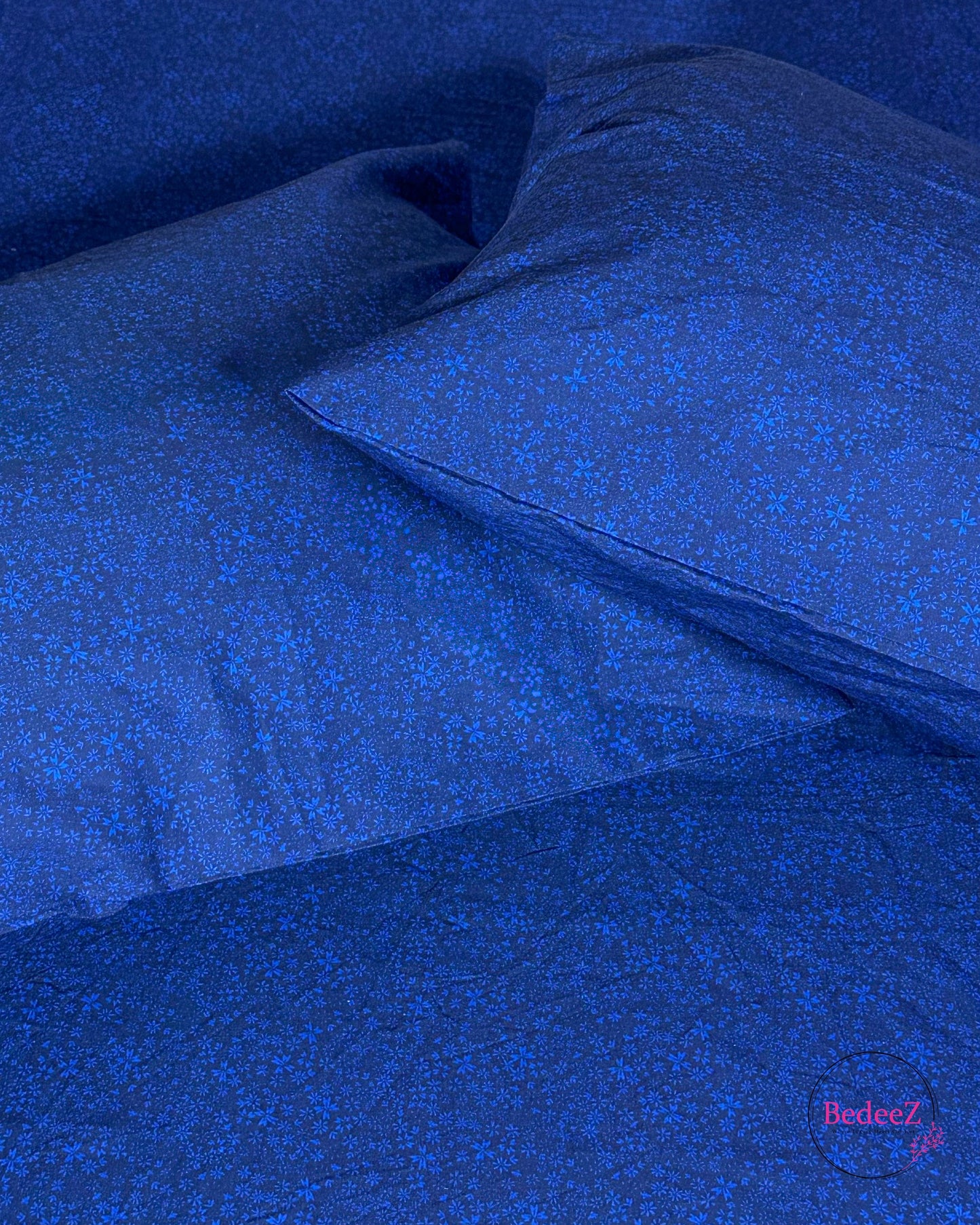 Royal Blue Textured Double Bed Bedsheet