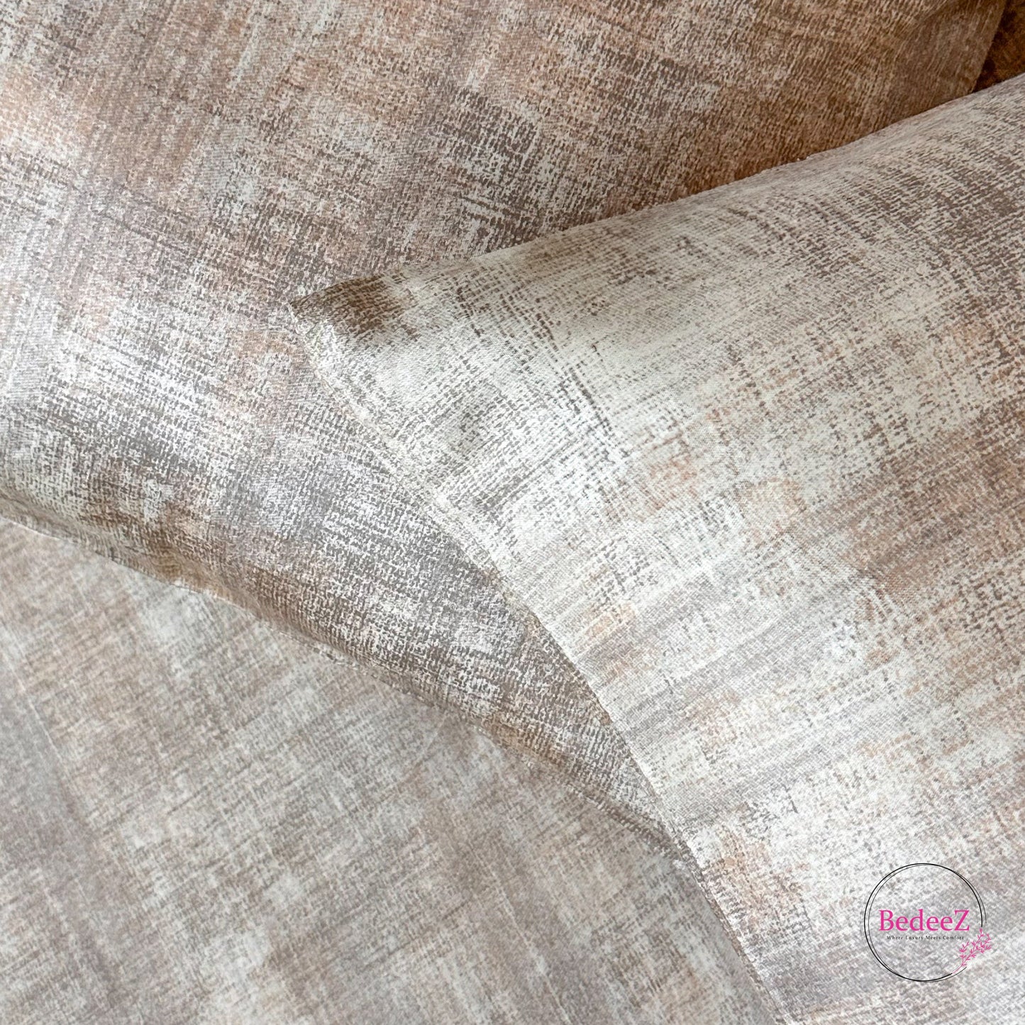 Rustic Beige Textured Double Bedsheet Set (4)