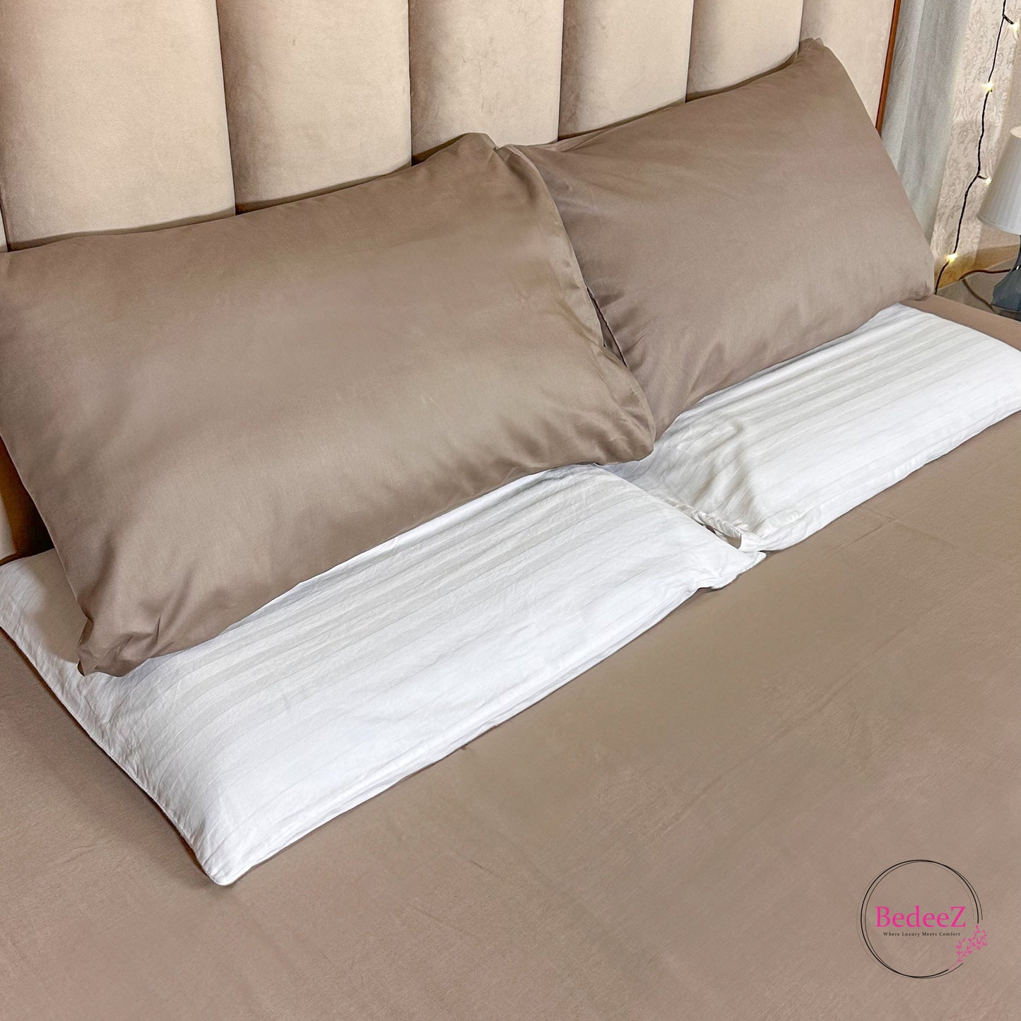 Mocha Mist Solid Double Bedsheet Set (2)