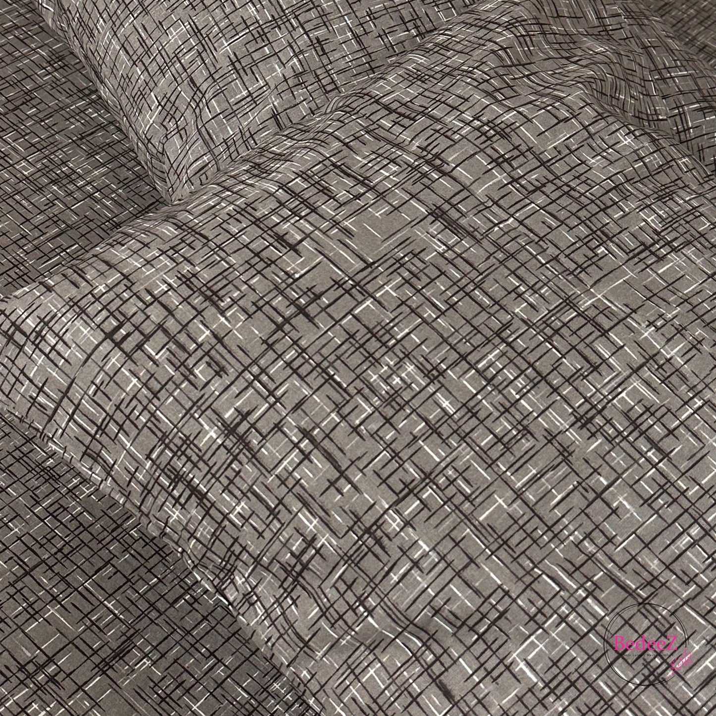 Modern Textured Grey Double Bed Bedsheet Set (4)