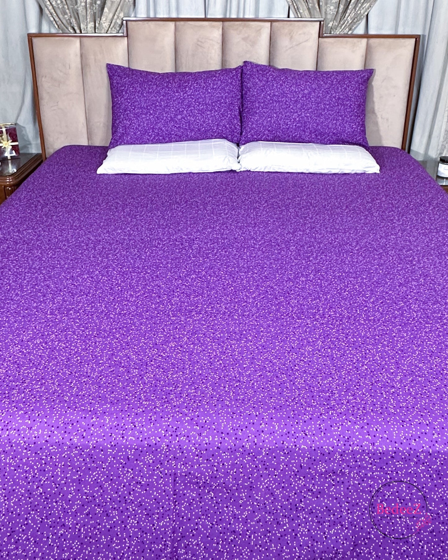 Bright Purple Dotted Double Bed Bedsheet