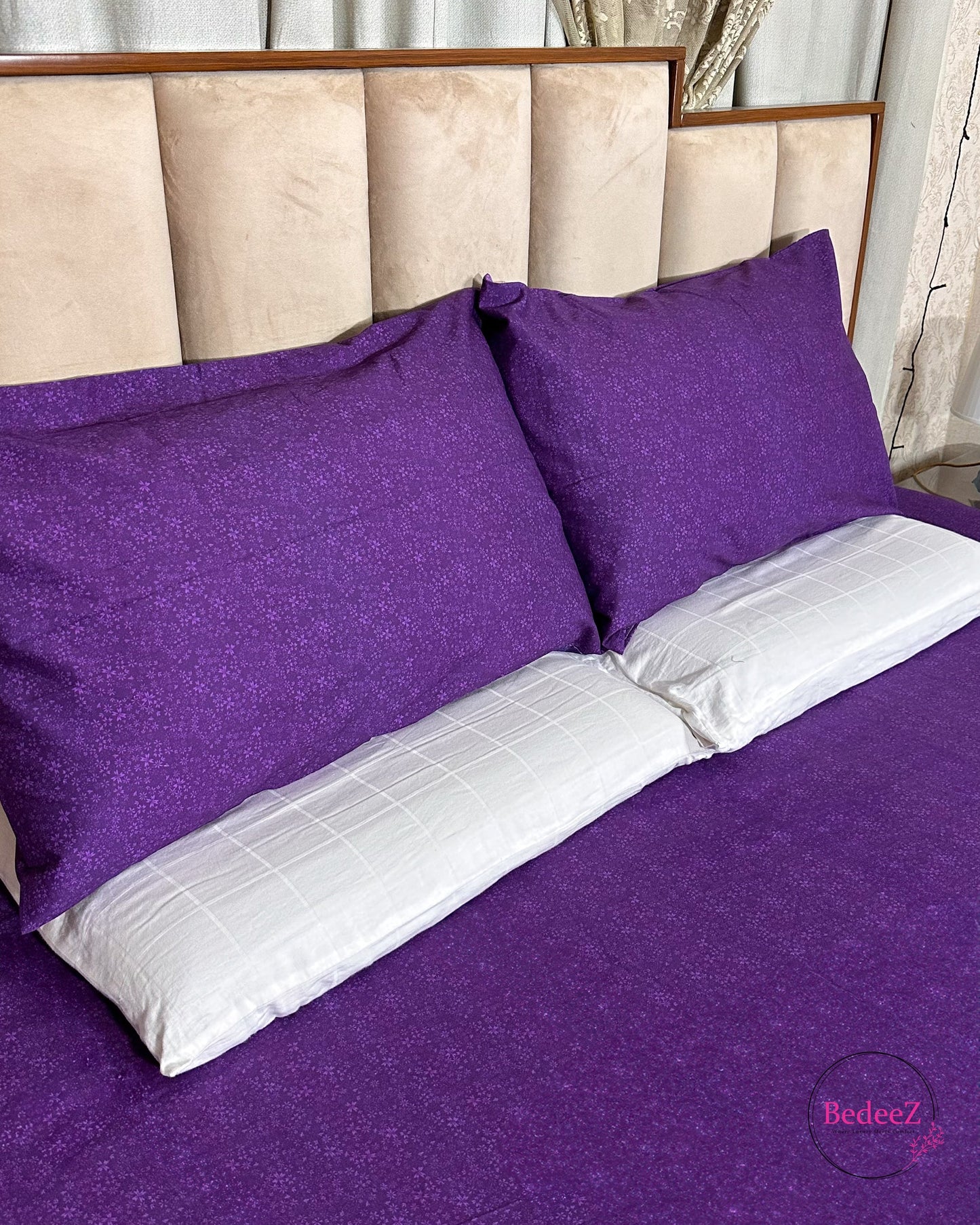 Regal Purple Floral Double Bed Bedsheet