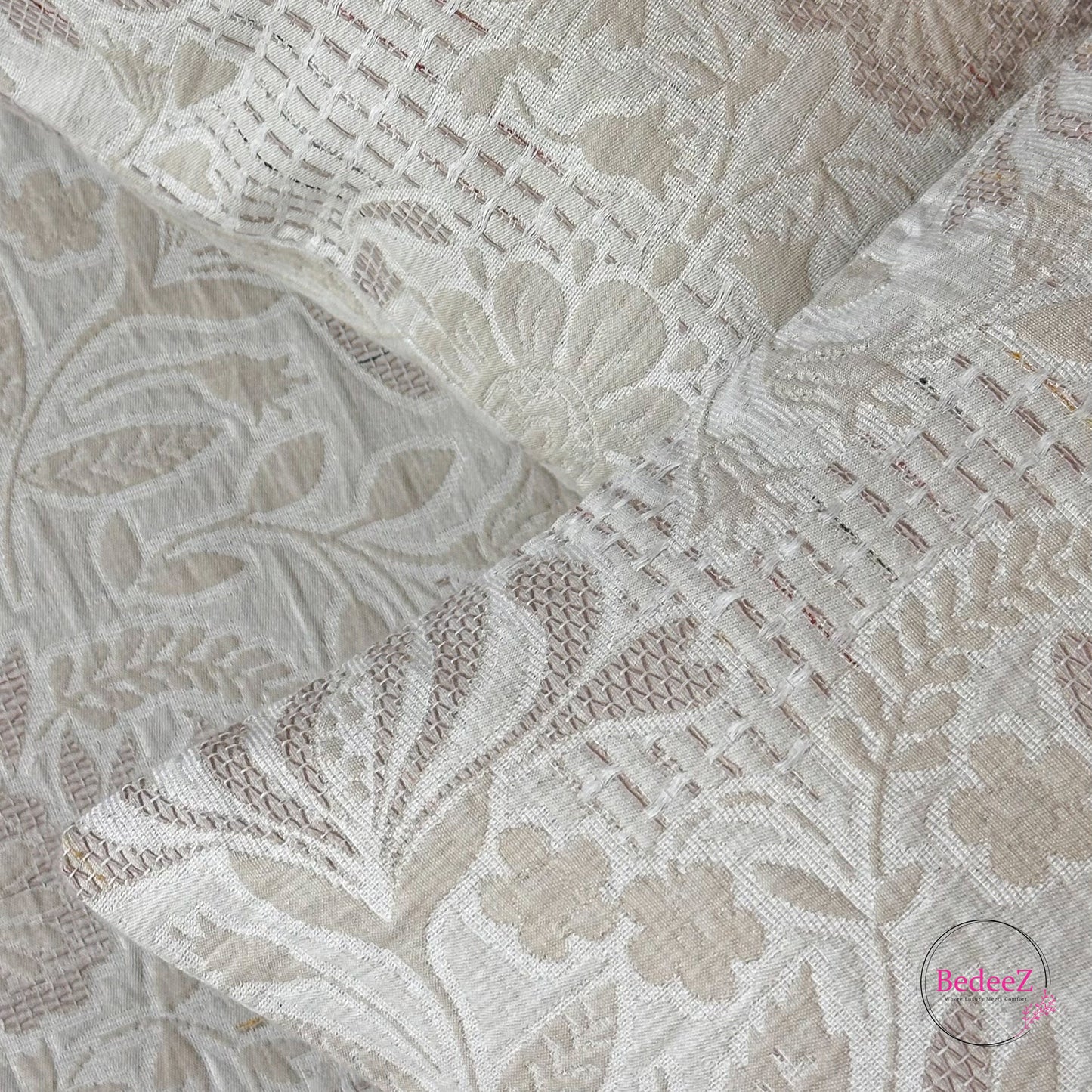 Luxury Embroidered Beige Double Bedsheet