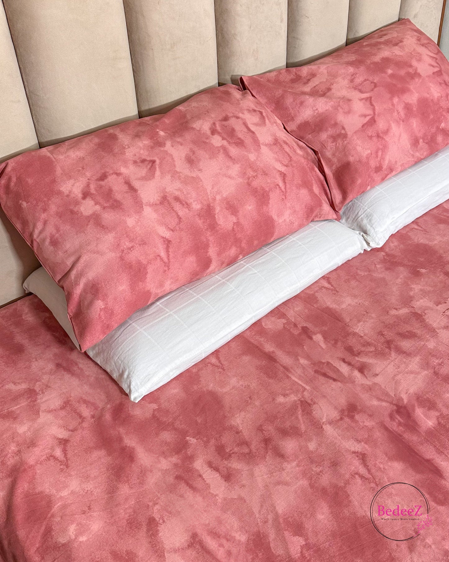 Blush Pink Marble Double Bed Bedsheet