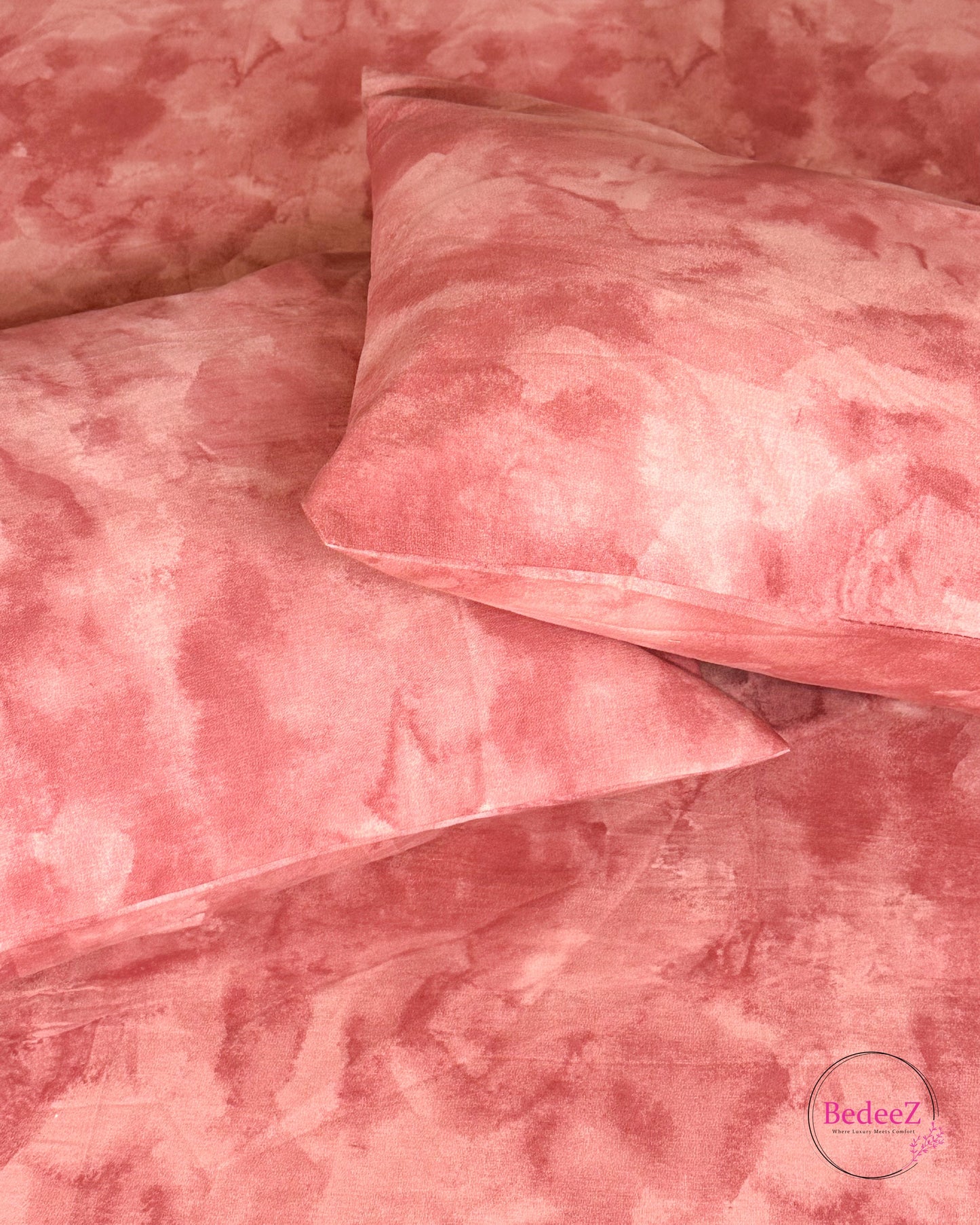 Blush Pink Marble Double Bed Bedsheet