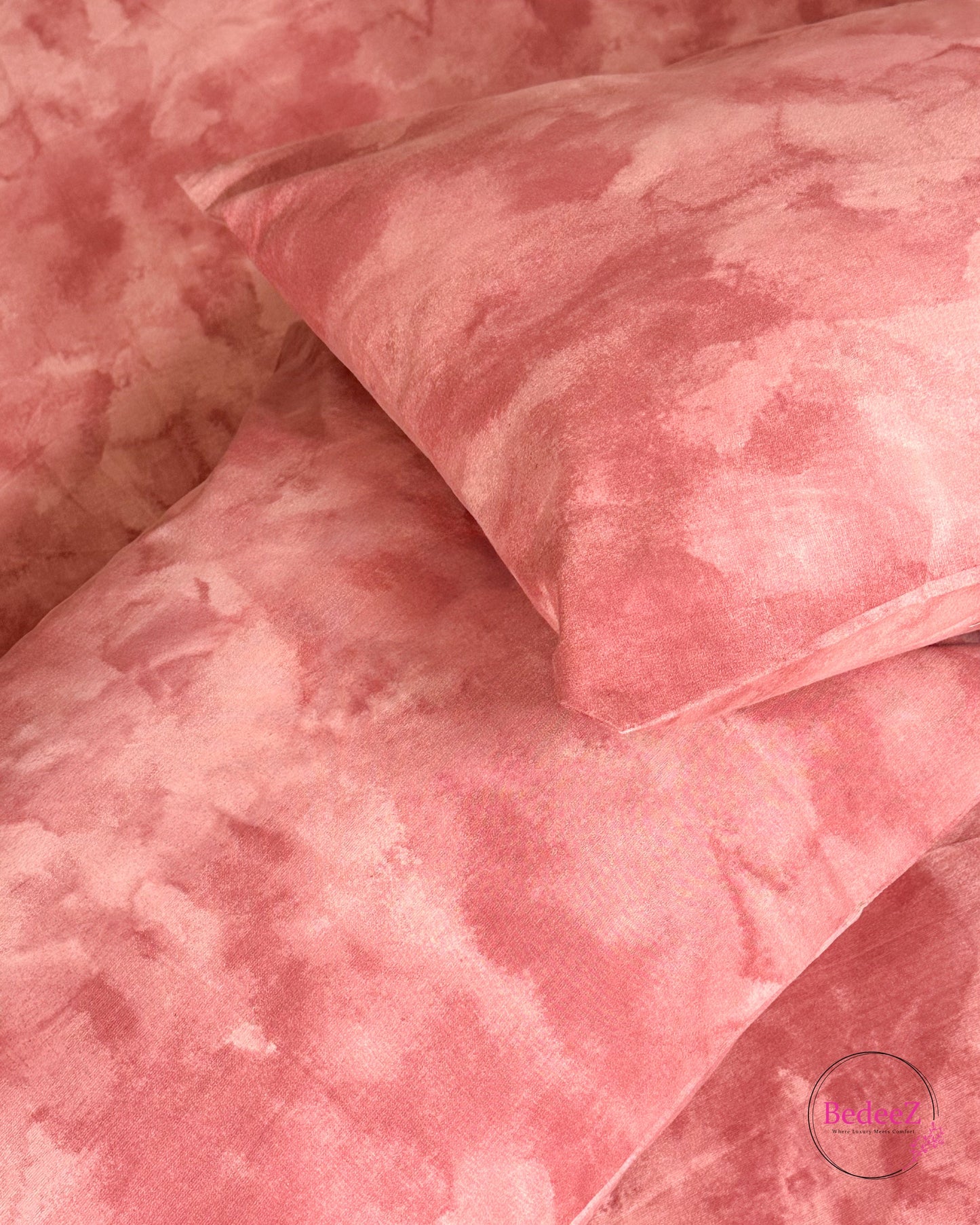 Blush Pink Marble Double Bed Bedsheet