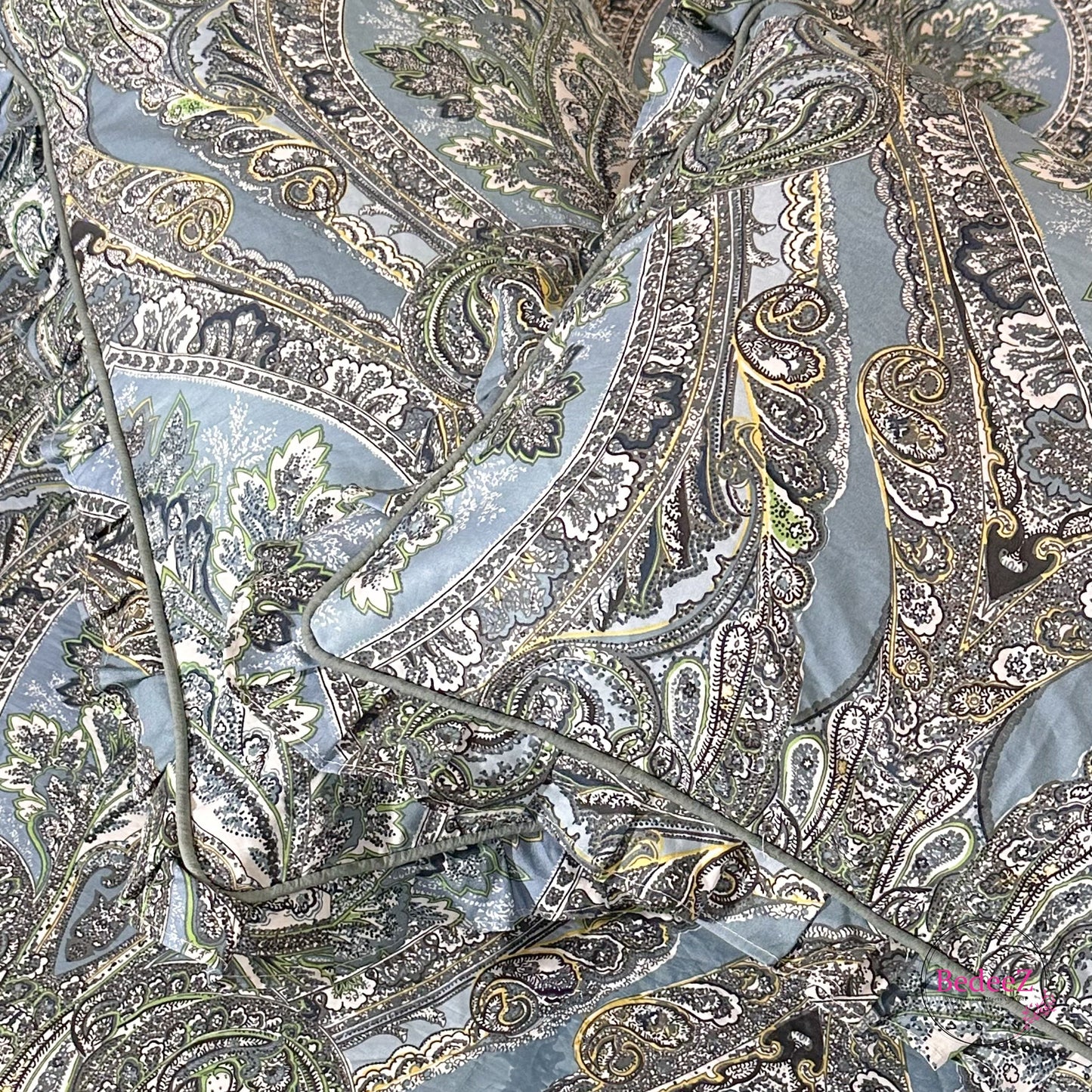 Royal Blue Paisley Frill Cotton Bedsheet (3)