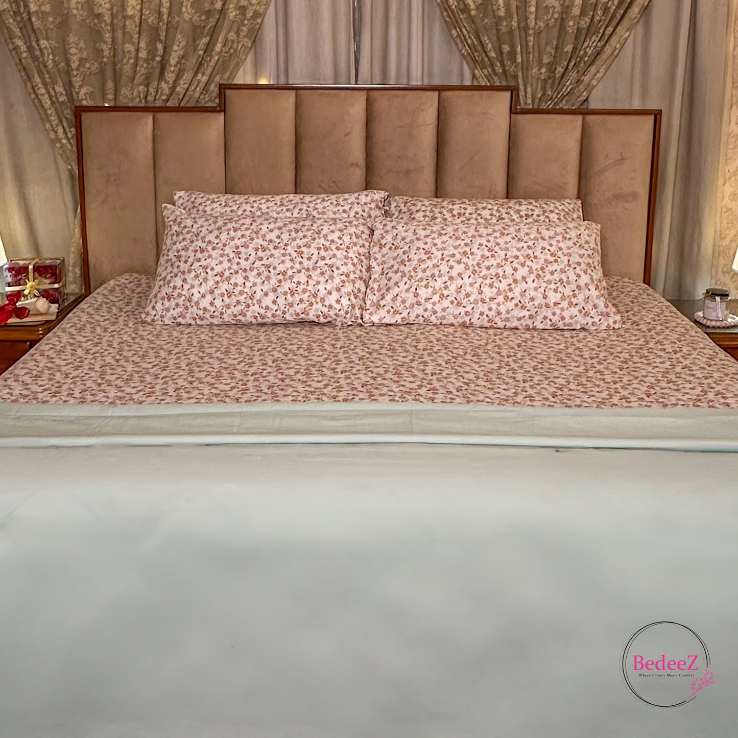 Blush Petal Bloom Double Bedsheet