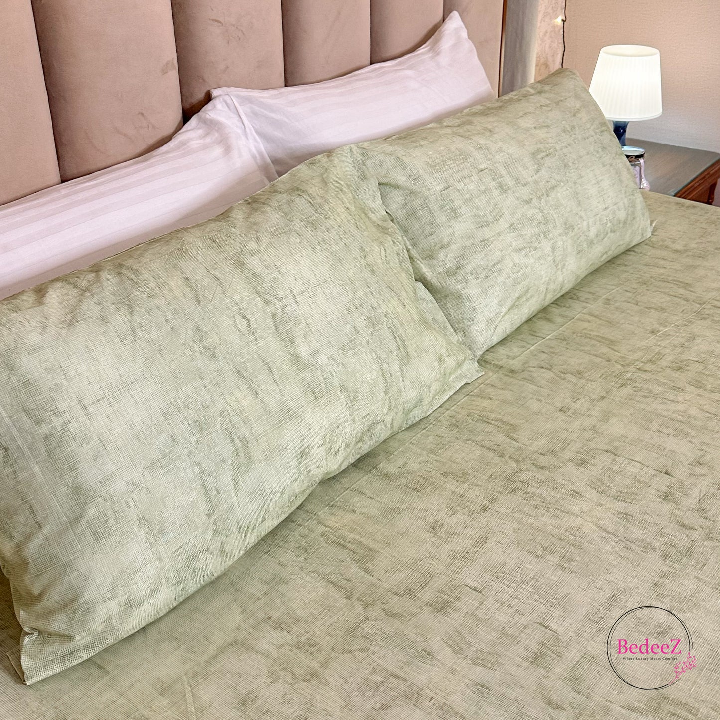 Sage Green Textured Double Bedsheet