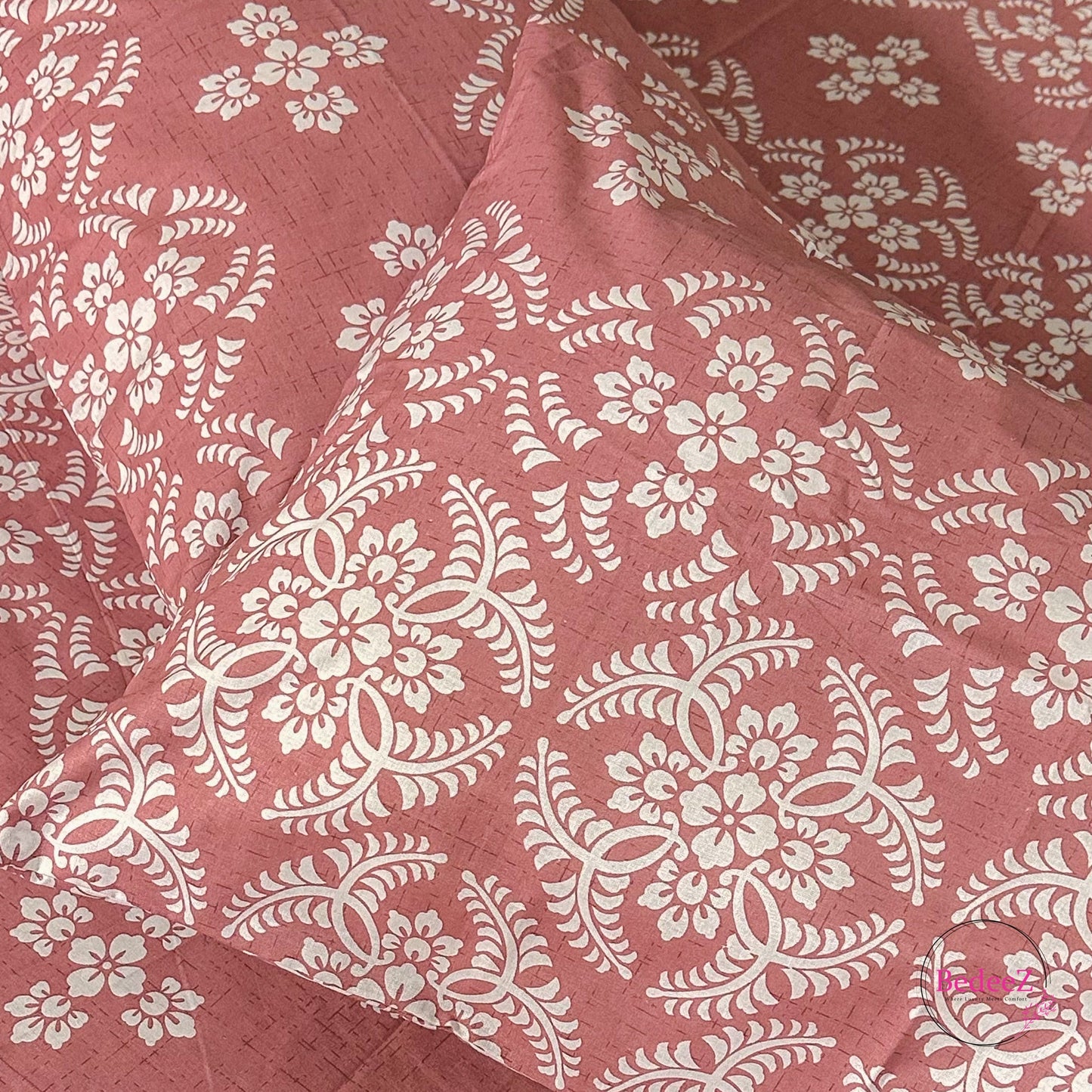 Blush Pink Floral Elegance Double Bed Bedsheet Set