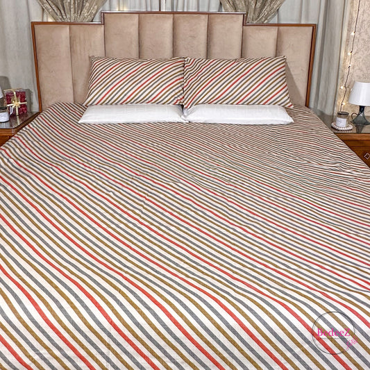 Classic Striped Cotton Double Bed Bedsheet (1)