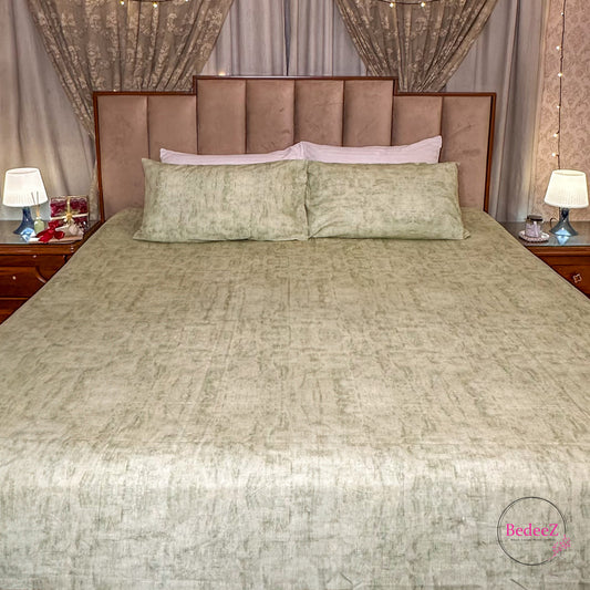 Sage Green Textured Double Bedsheet