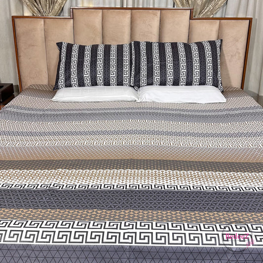 Modern Geometric Elegance Double Bed Bedsheet Set