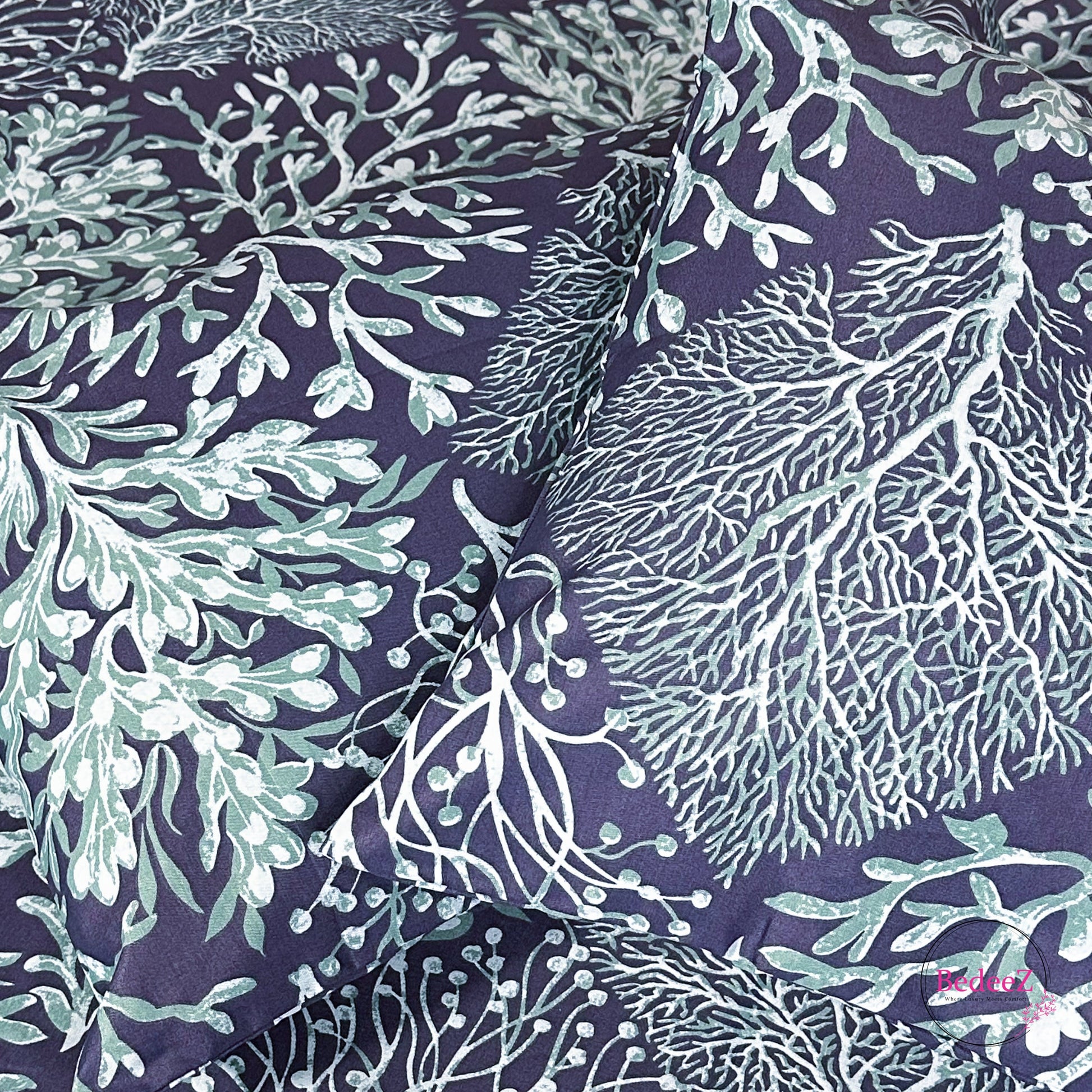 Oceanic Blue Coral Reef Double Bed Bedsheet Set (3)