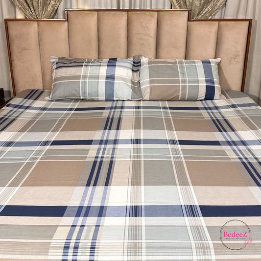 Elegant Plaid Double Bed Bedsheet Set (1)