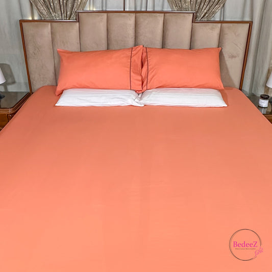 Sunset Coral Solid Double Bedsheet Set (1)