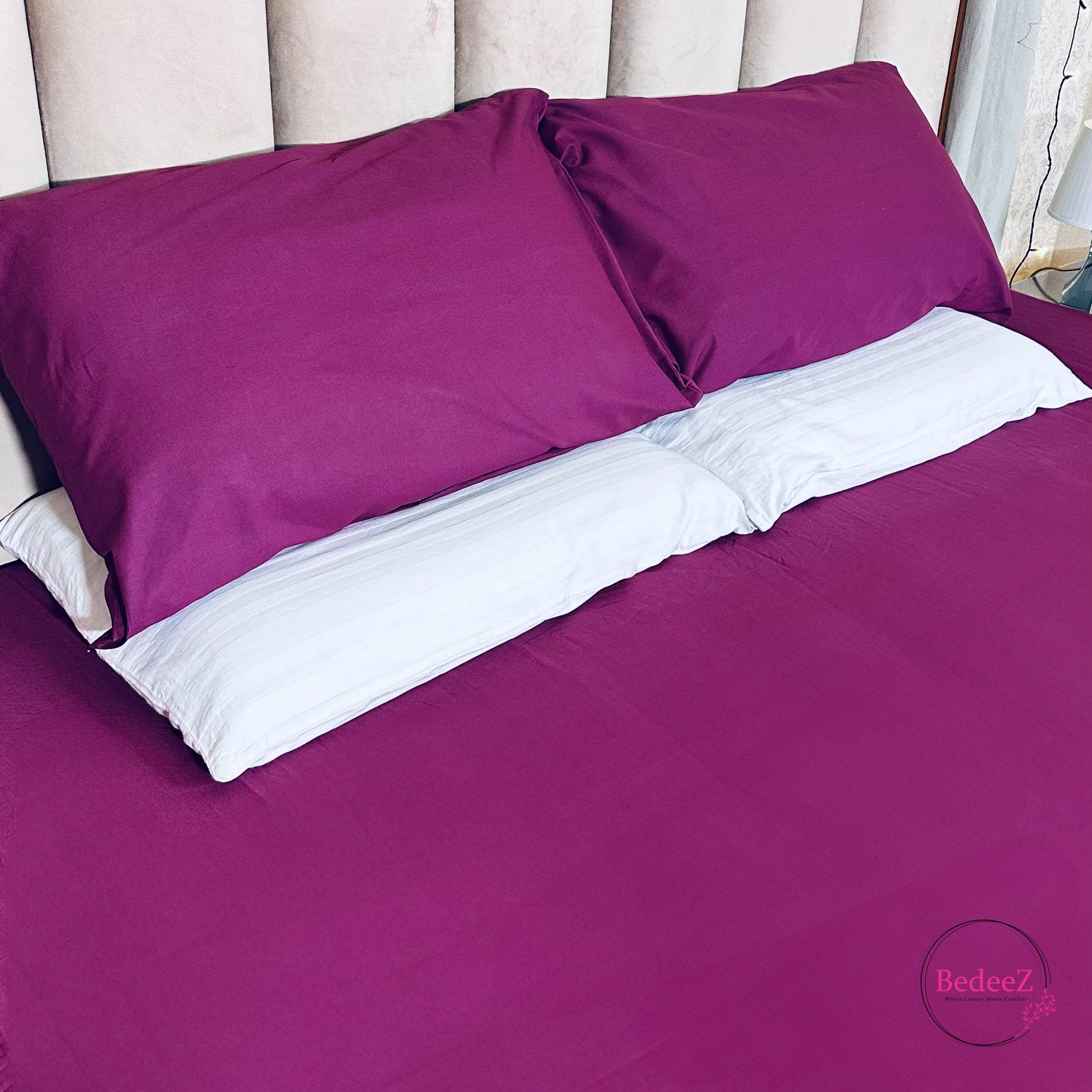 Royal Plum Solid Double Bedsheet Set (2)