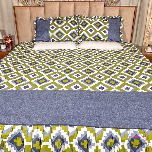 Modern Geometric Frill Cotton Bedsheet (1)