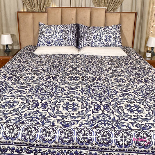 Royal Indigo Tile Double Bedsheet Set (1)