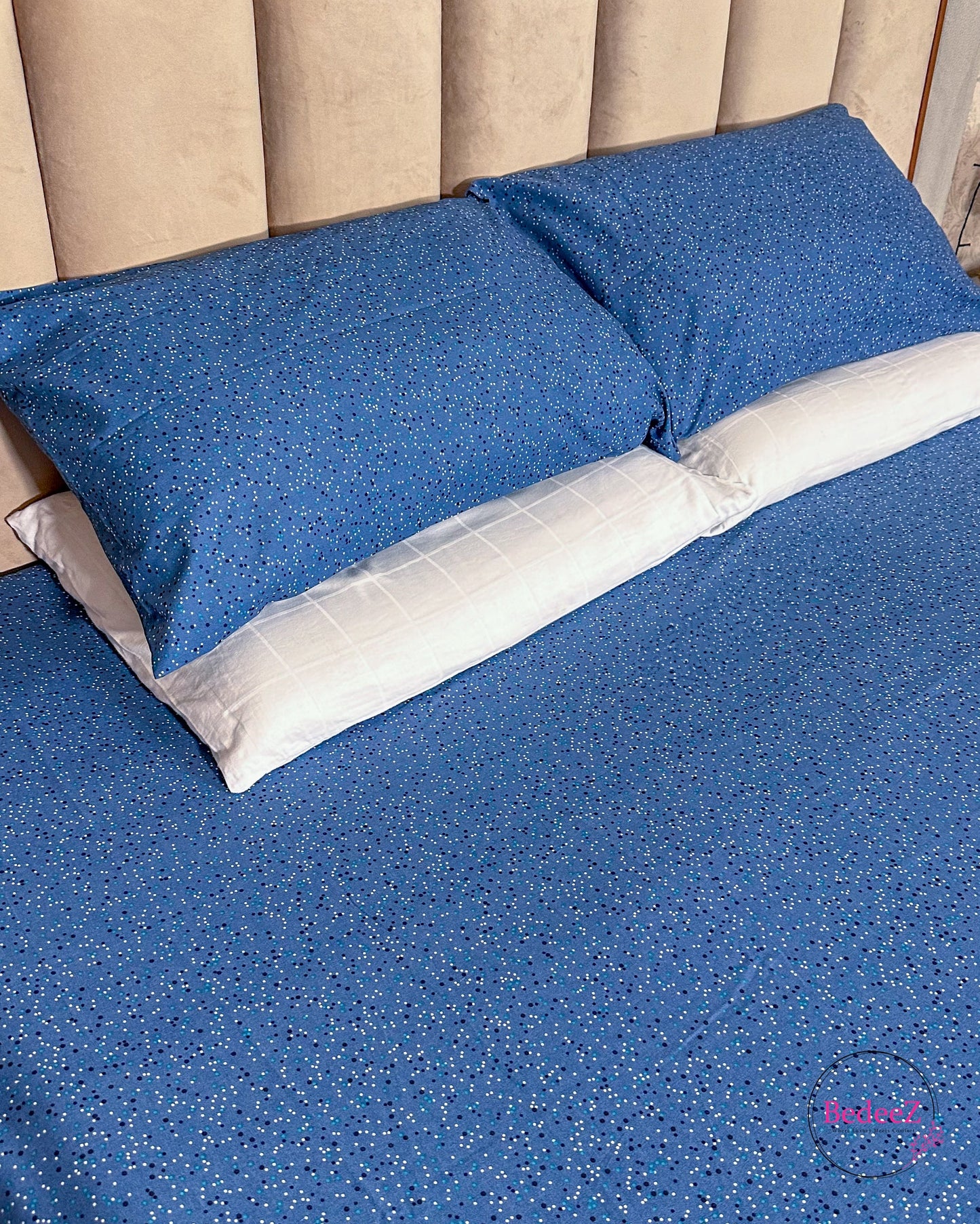 Navy Blue Starry Night Double Bed Bedsheet