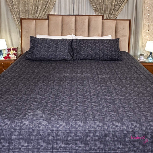 Charcoal Pixel Textured Double Bedsheet