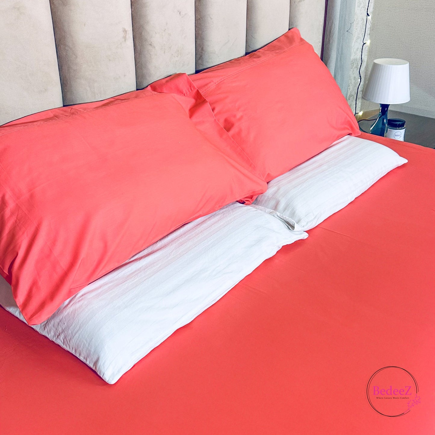 Coral Bliss Solid Double Bedsheet Set (2)
