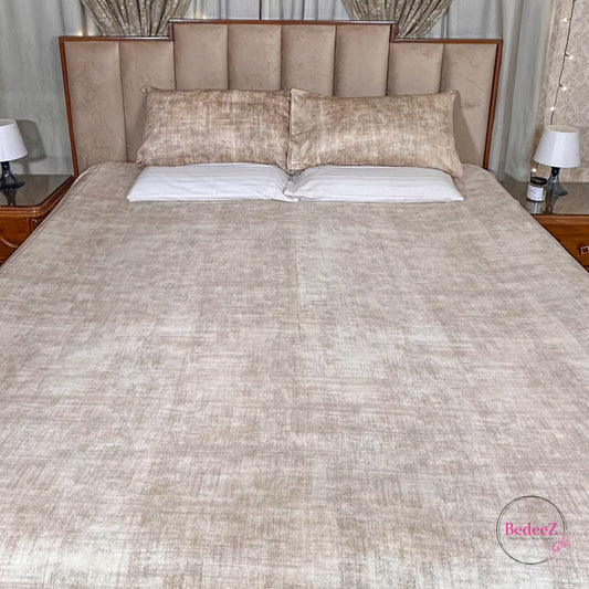 Rustic Beige Textured Double Bedsheet Set (1)