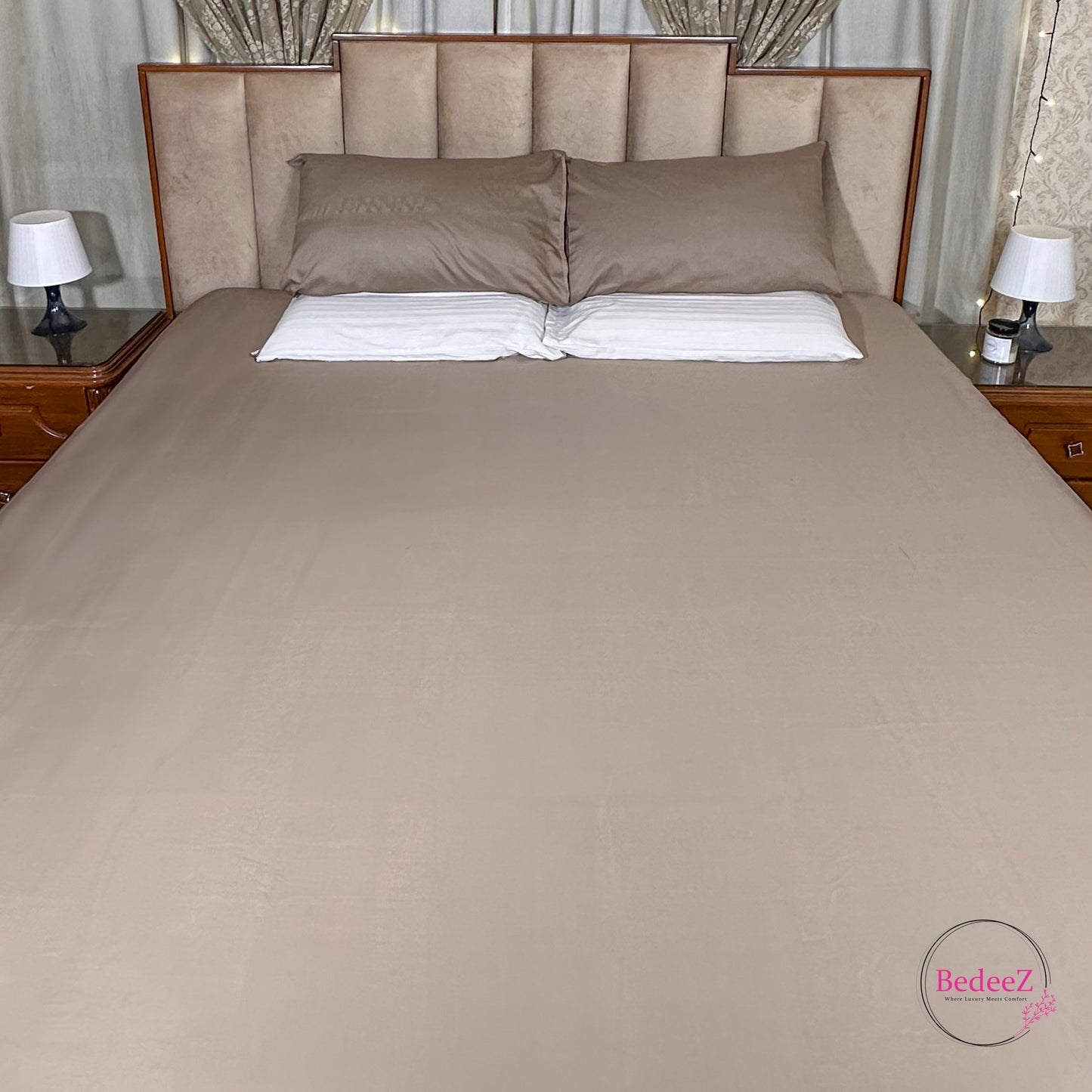 Mocha Mist Solid Double Bedsheet Set (1)