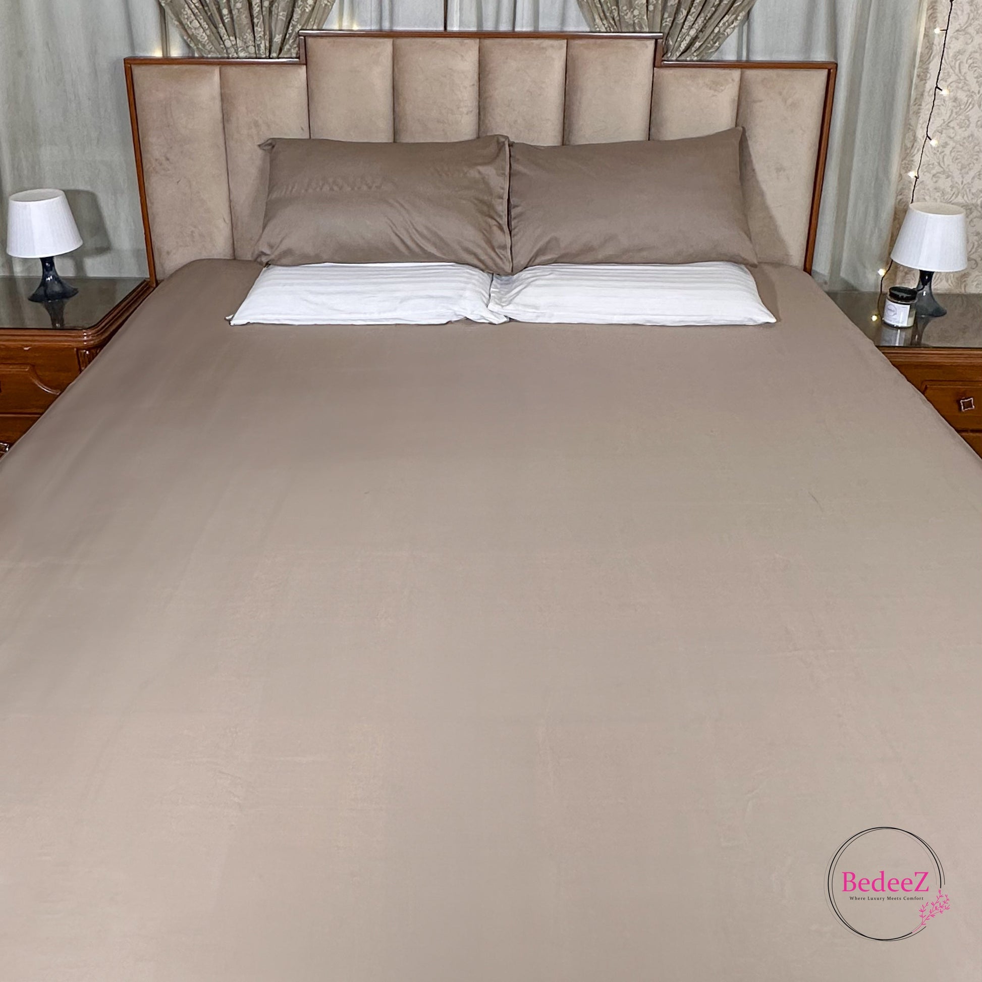 Mocha Mist Solid Double Bedsheet Set (1)