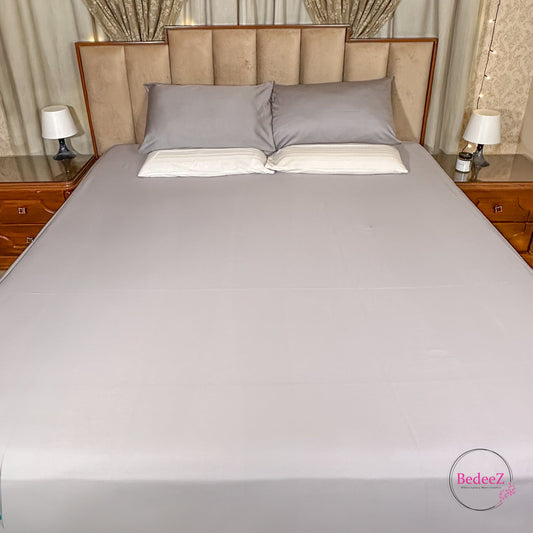 Classic Dove Grey Solid Double Bedsheet Set (1)