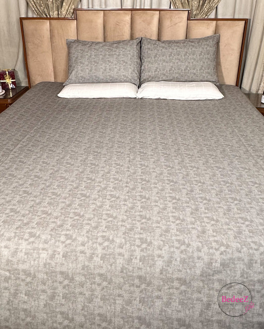 Elegant Beige Houndstooth Double Bed Bedsheet