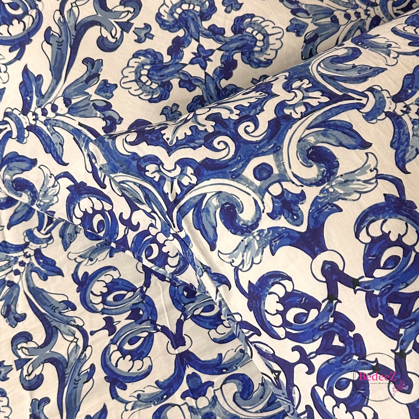 Royal Indigo Tile Double Bedsheet Set (3)