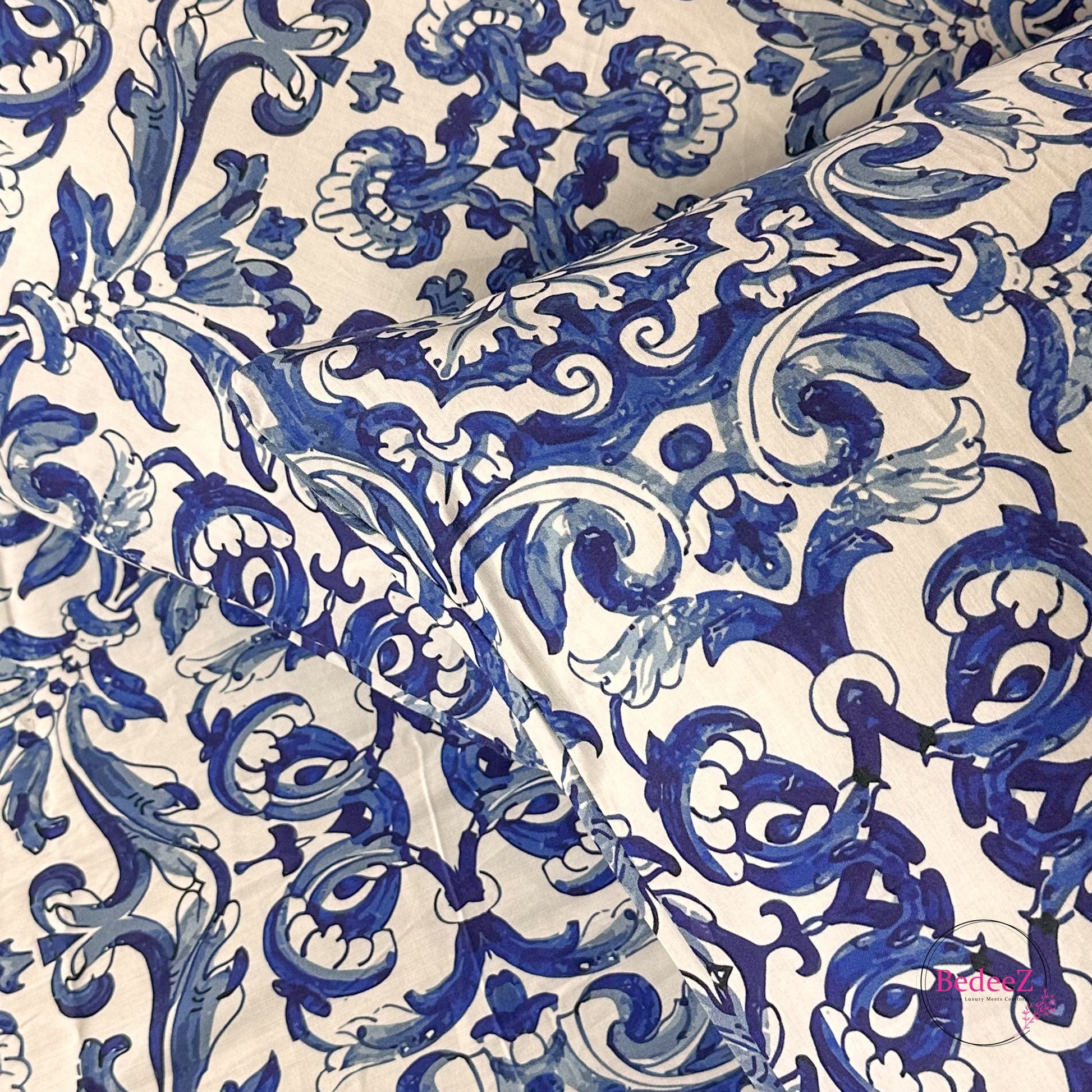 Royal Indigo Tile Double Bedsheet Set (3)