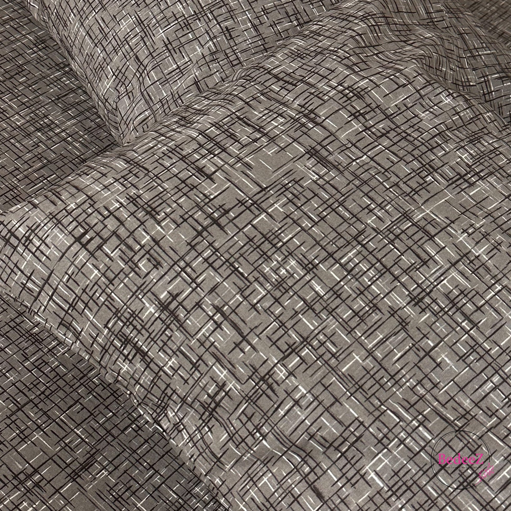 Modern Textured Grey Double Bed Bedsheet Set (4)