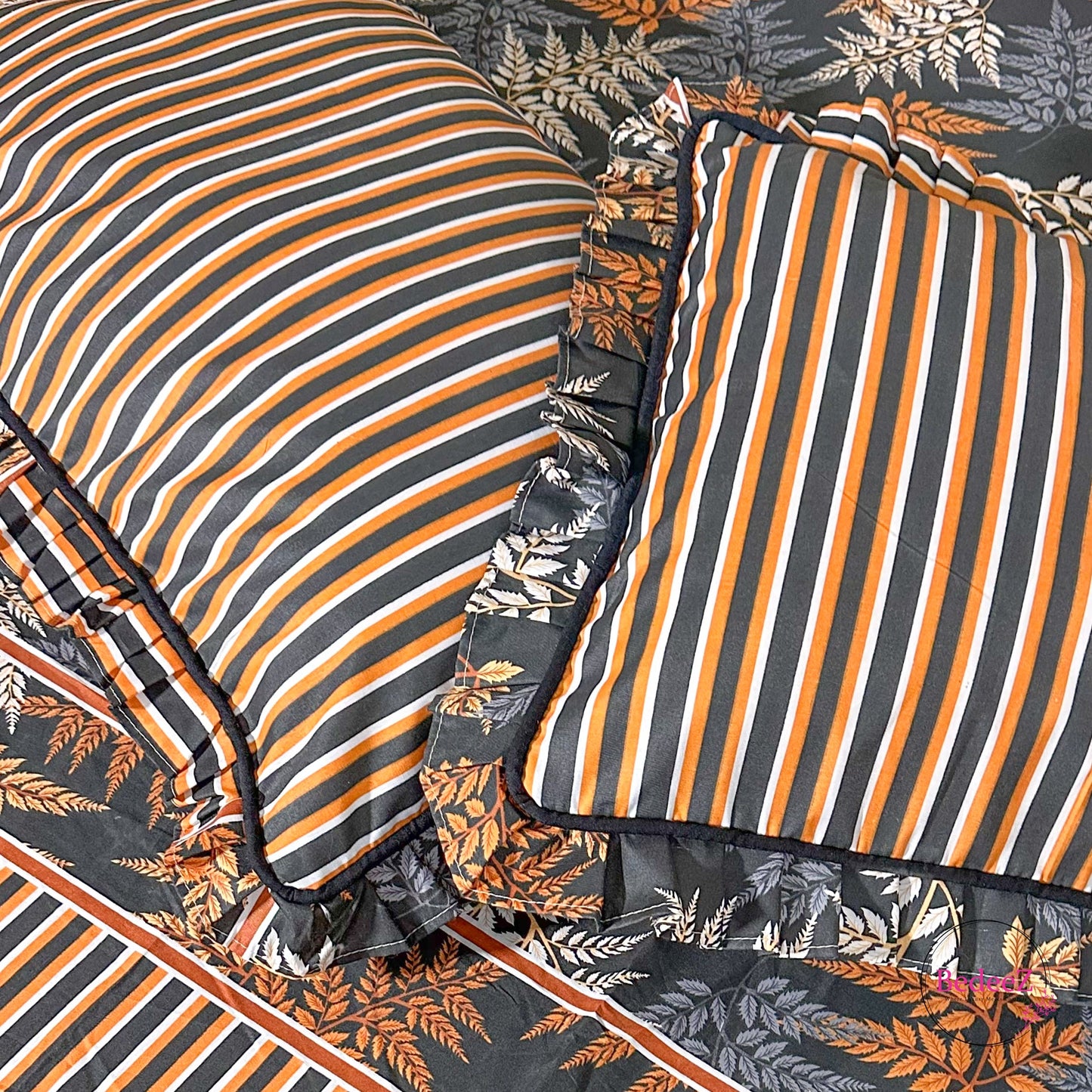 Autumn Fern Print Frill Cotton Bedsheet (4)