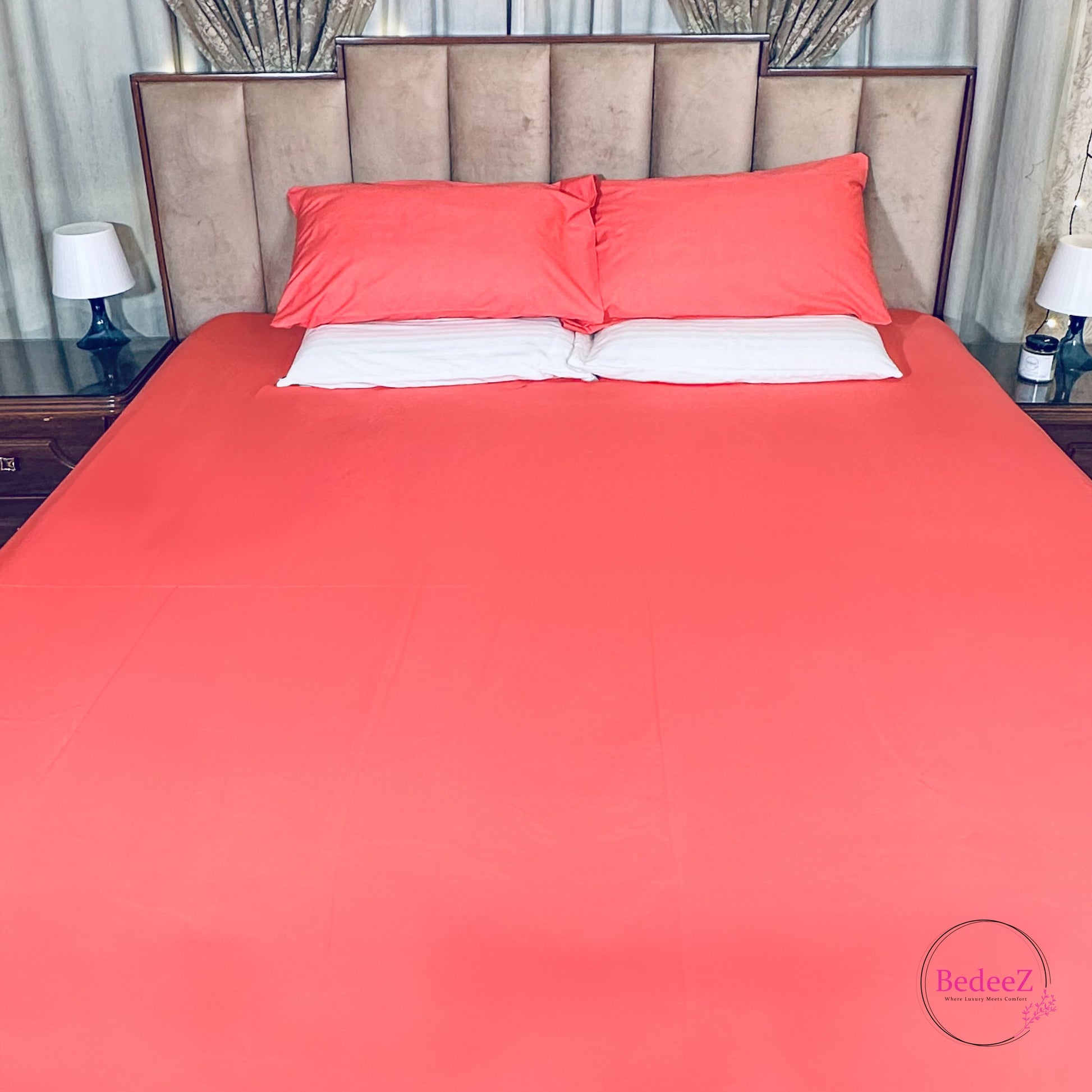 Coral Bliss Solid Double Bedsheet Set (1)