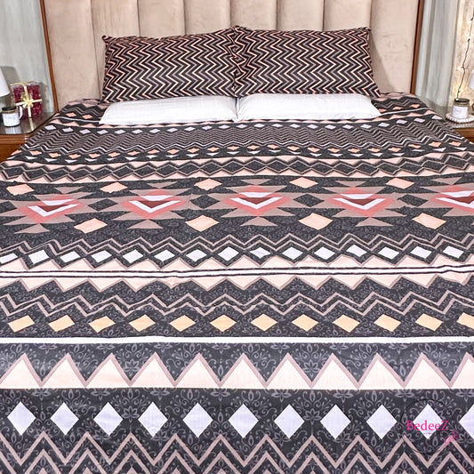 Geometric Tribal Print Cotton Double Bed Bedsheet