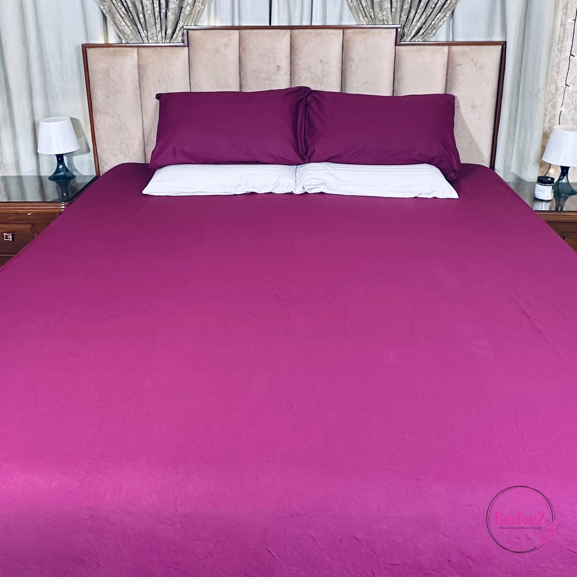 Royal Plum Solid Double Bedsheet Set (1)