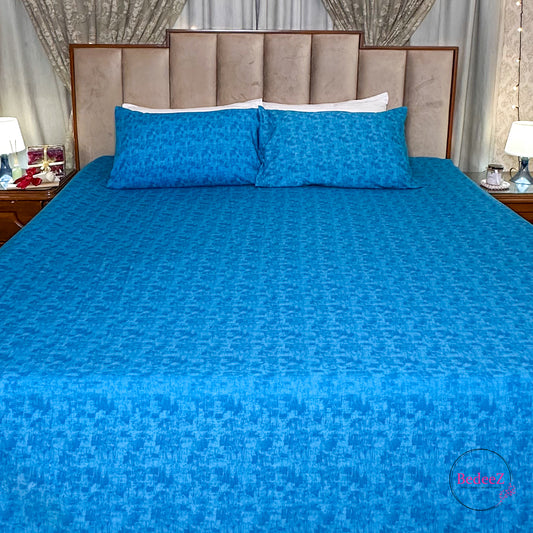Sky Blue Pixel Textured Double Bedsheet