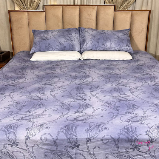 Serene Lavender Floral Double Bed Bedsheet Set (1)