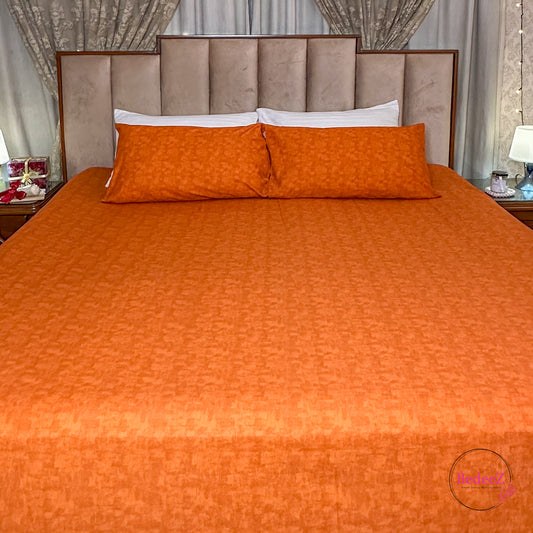 Sunset Orange Textured Double Bedsheet