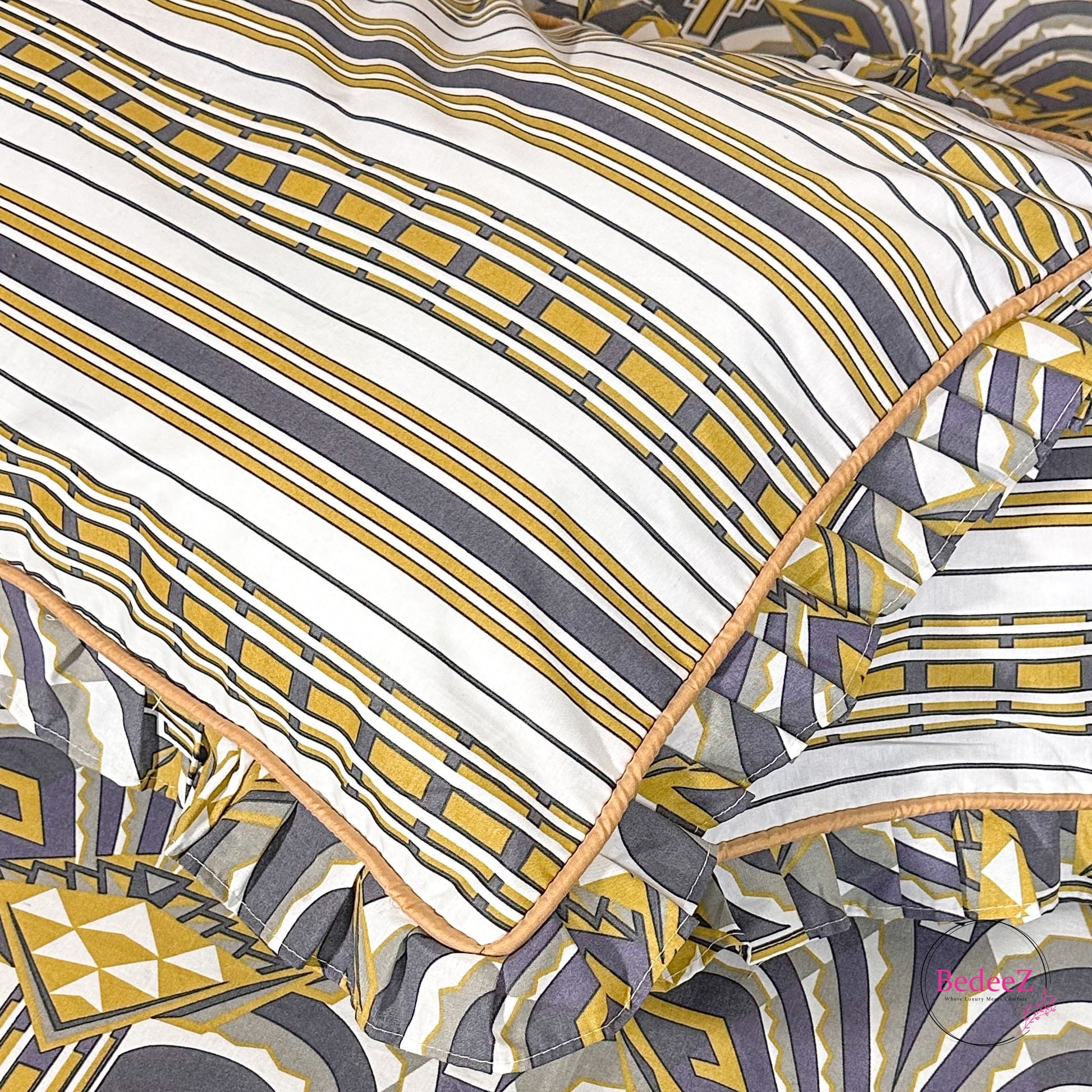 Art Deco Geometric Frill Cotton Bedsheet (3)