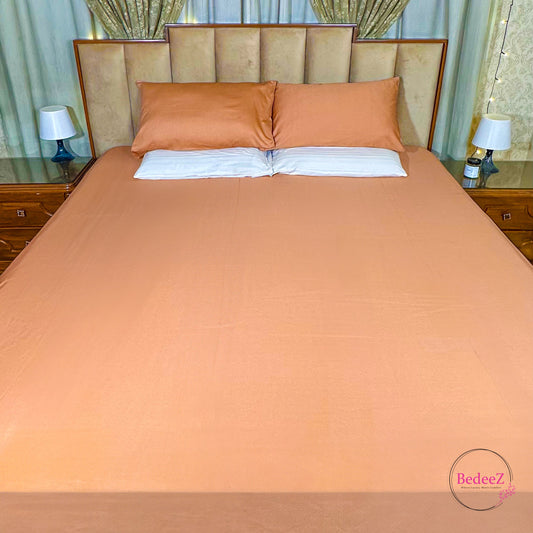 Soft Cinnamon Solid Double Bedsheet Set (1)
