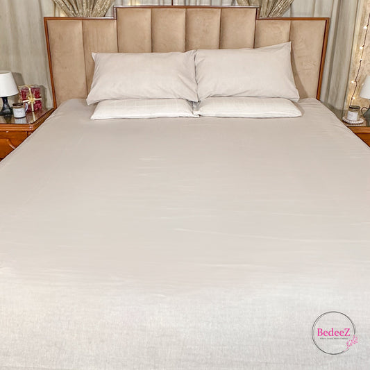 Elegant Beige Cotton Double Bed Bedsheet (1)