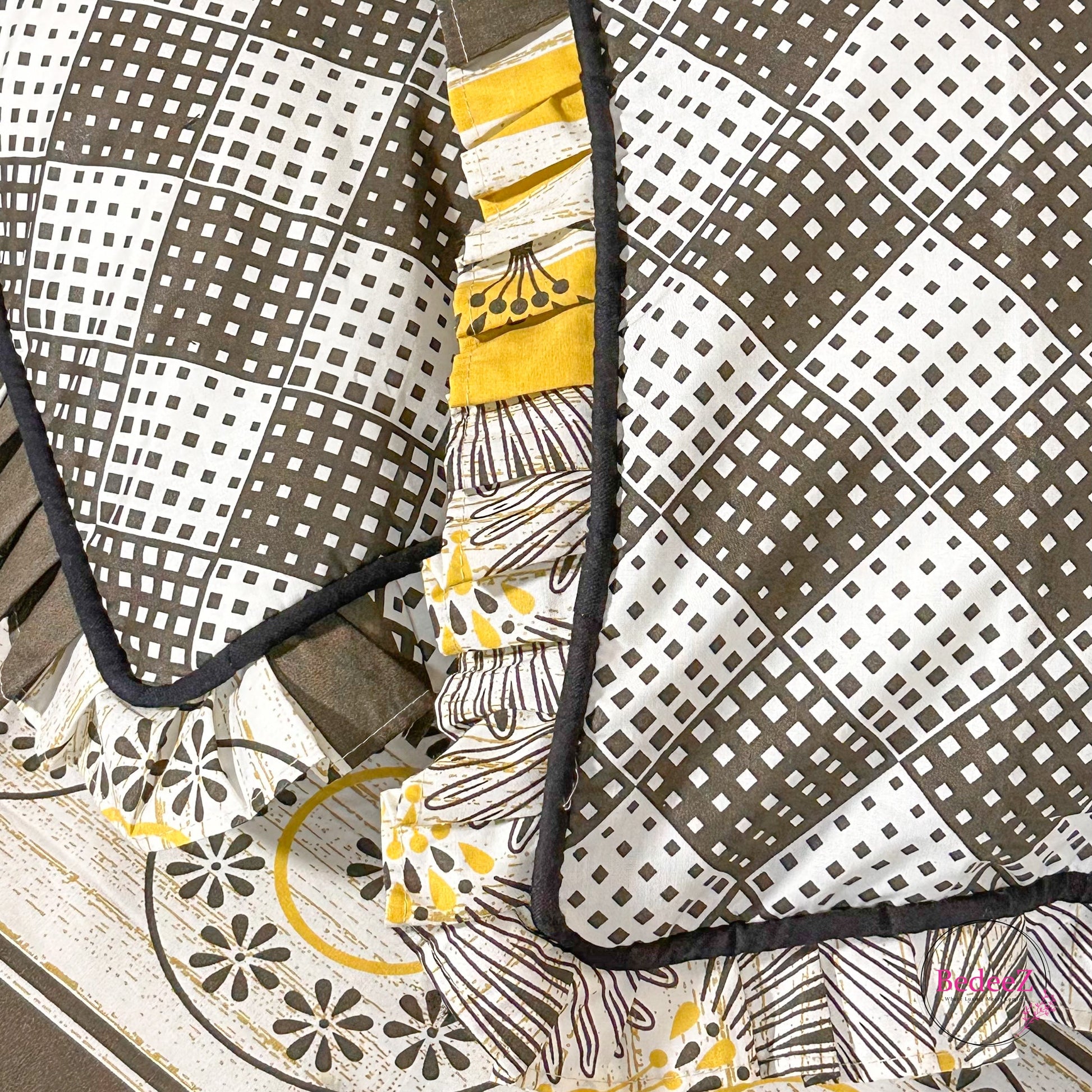 Vintage Geometric Frill Cotton Bedsheet (3)