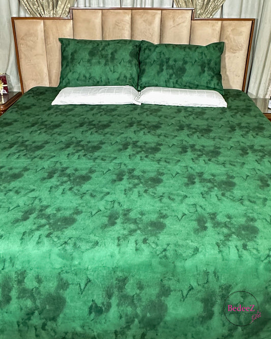 Emerald Green Marble Double Bed Bedsheet